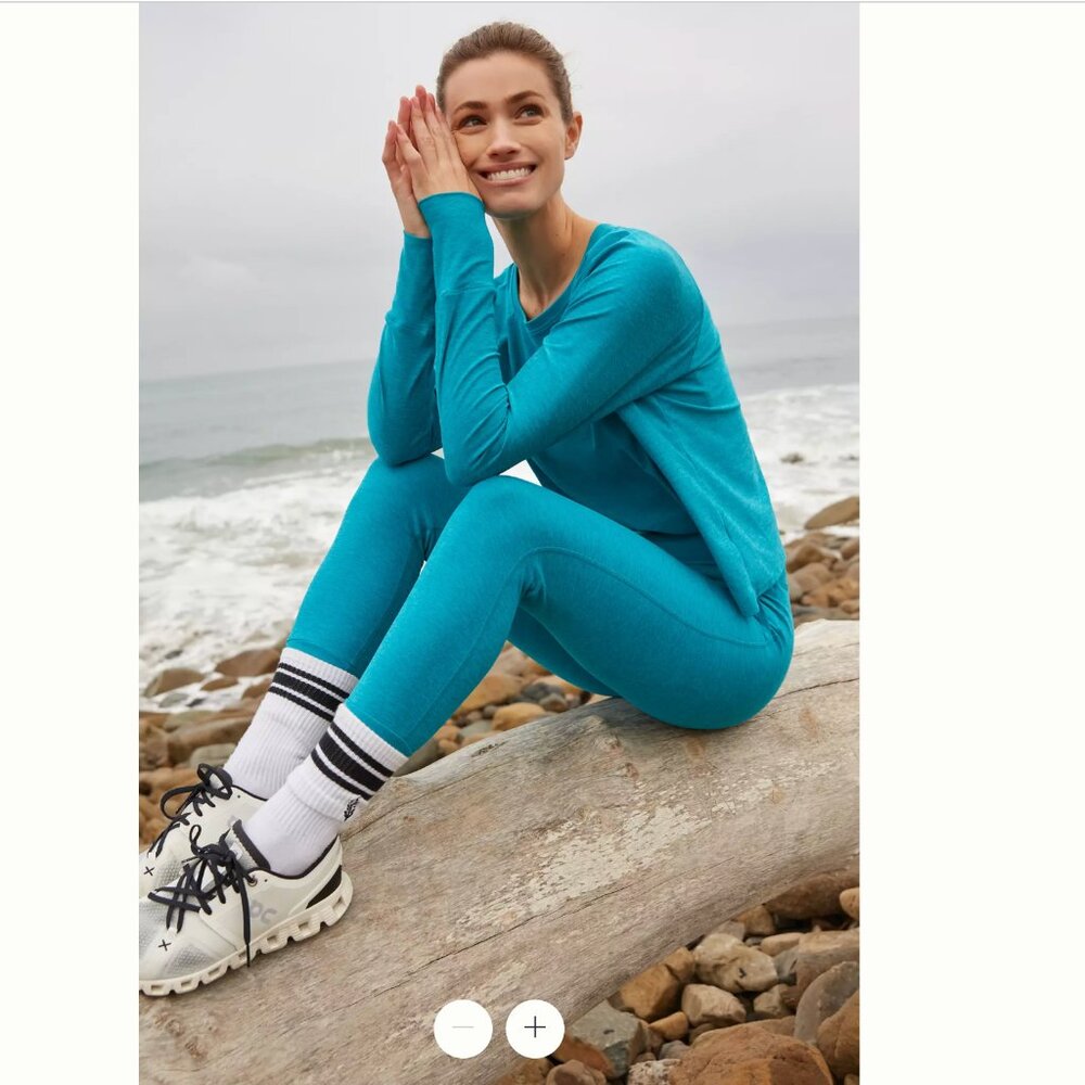 Beyond Yoga Spacedye Commuter Midi Leggings Size Medium Peacock Blue Heather Gym - Picture 3 of 14